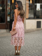 Summer Midi Dress Purple One-Shoulder Lace Beach Dress